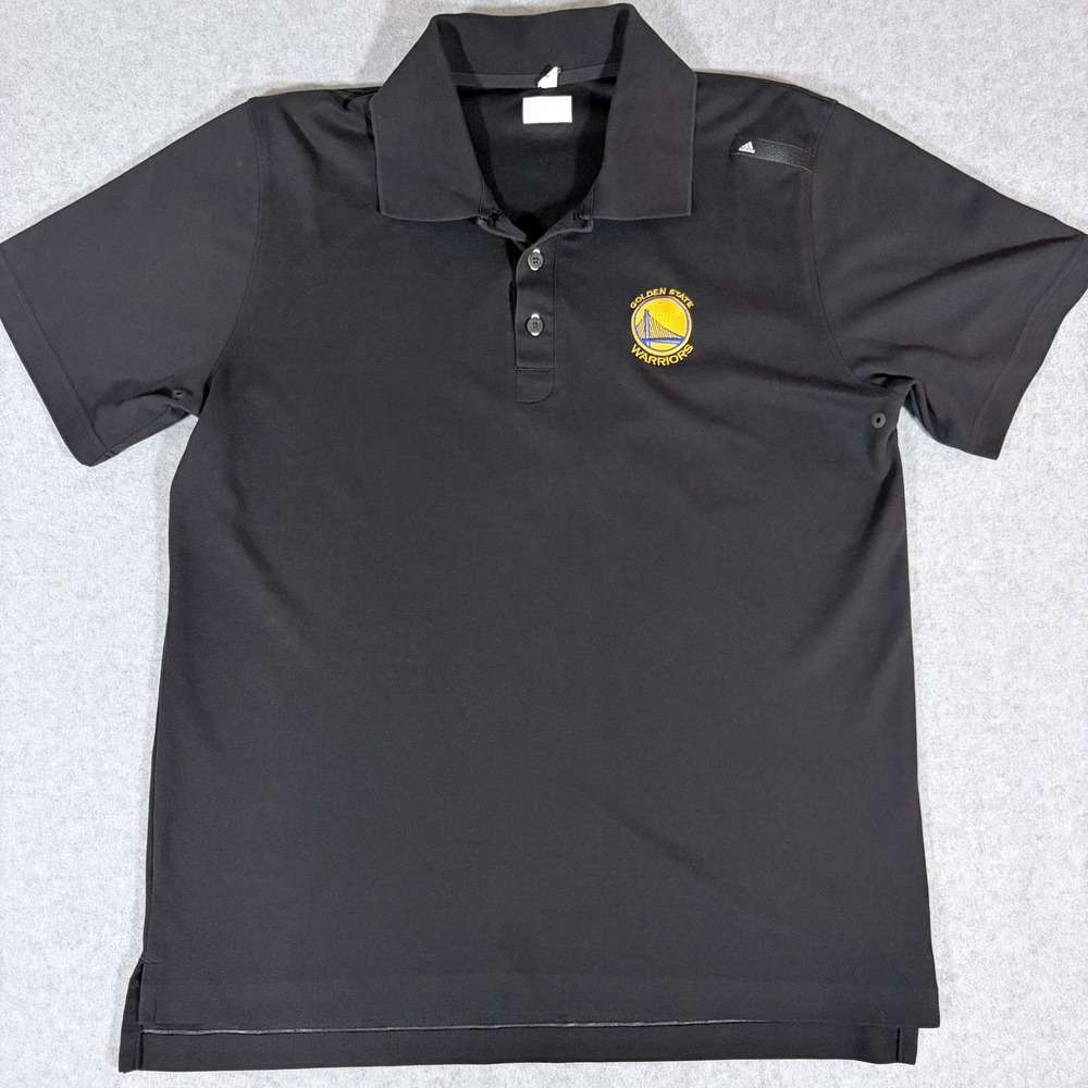 Adidas Golden State Warriors Black Polo Shirt Mens Medium G76916 Climalite NBA